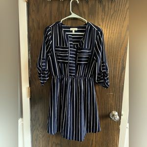 Monteau Dark Blue Striped Dress M